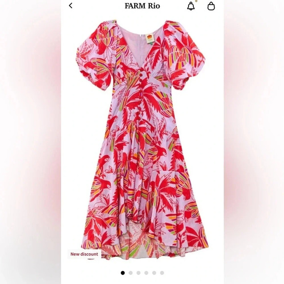 FARM Rio LILAC COLOR BIRDS MIDI DRESS LILAC COLOR BIRDS - Picture 6 of 6